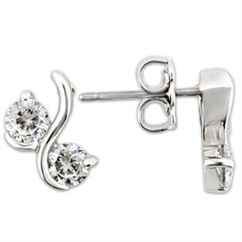JCE176 Rhodium 925 Sterling Silver Earrings with AAA Grade CZ  in Clear