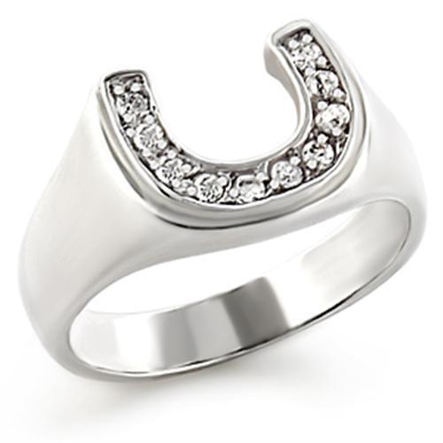 JCE314 High-Polished 925 Sterling Silver Ring with AAA Grade CZ  in Clear