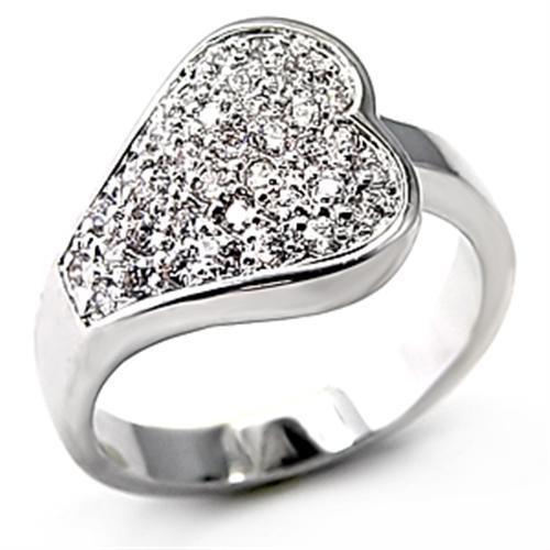 JCE106 Rhodium Brass Ring with AAA Grade CZ  in Clear