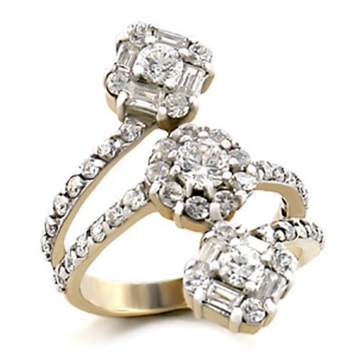 JCE073 Gold+Rhodium Brass Ring with AAA Grade CZ  in Clear