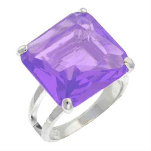 JCE030 High-Polished 925 Sterling Silver Ring with AAA Grade CZ  in Amethyst