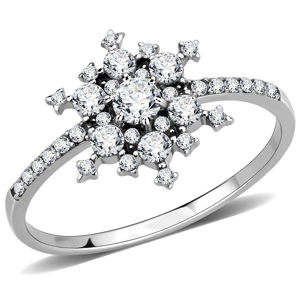JCE317 No Plating Stainless Steel Ring with AAA Grade CZ  in Clear