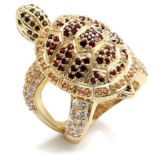 JCE1498 Imitation Gold Brass Ring with Synthetic Synthetic Glass in Emerald