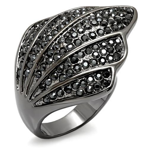 JCE1624 TIN Cobalt Black Brass Ring with Top Grade Crystal  in Jet