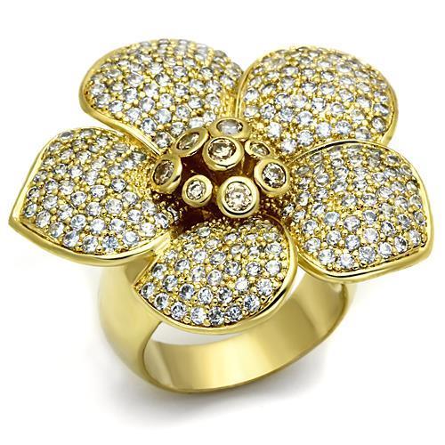 JCE2484 Gold Brass Ring with AAA Grade CZ  in Champagne