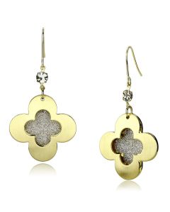 JCE2668 Matte Gold & Gold Iron Earrings with Top Grade Crystal  in Clear