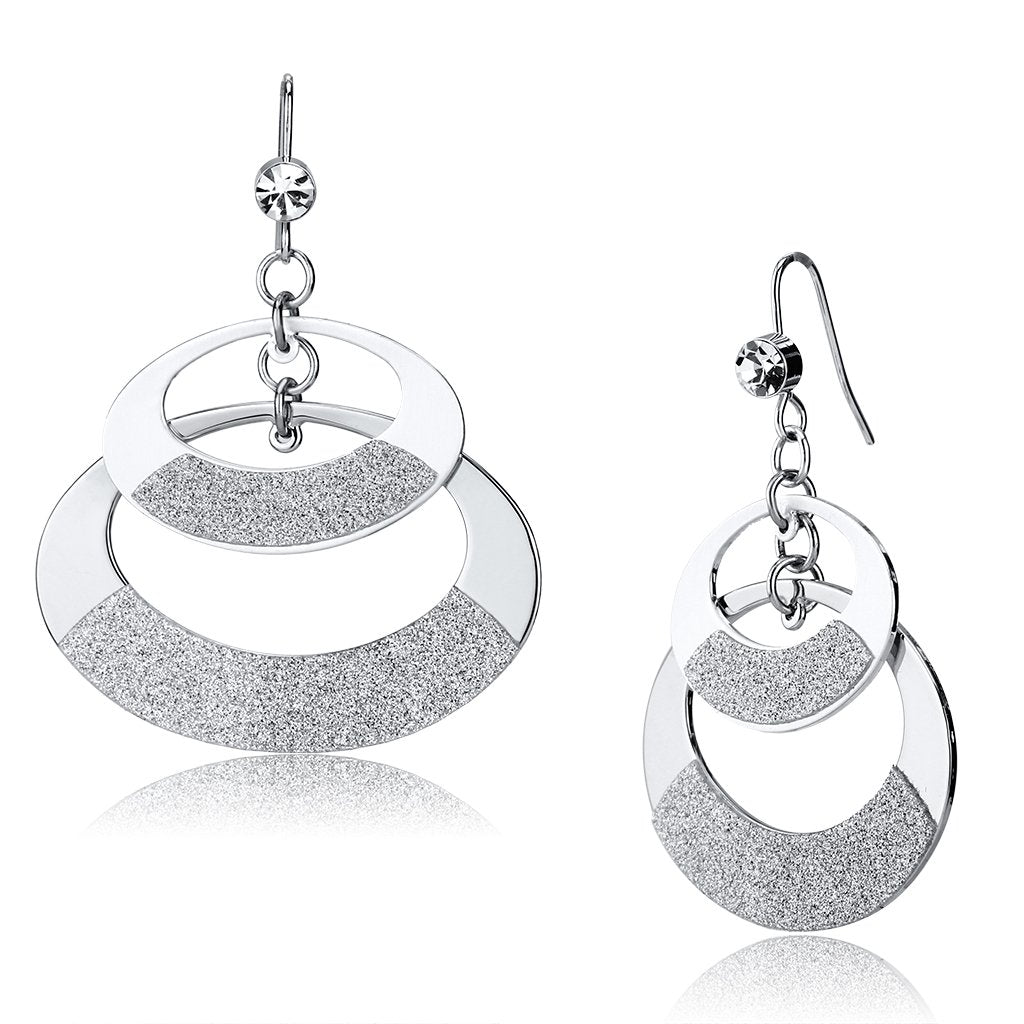 JCE2714 Matte Rhodium & Rhodium Iron Earrings with Top Grade Crystal  in Clear