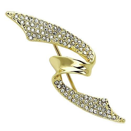 JCE2940 Flash Gold White Metal Brooches with Top Grade Crystal  in Clear