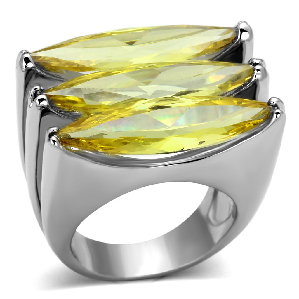 JCEA850 Rhodium Brass Ring with AAA Grade CZ  in Topaz