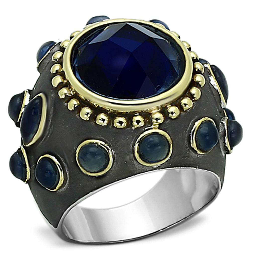 JCEA880 Reverse Two-Tone Brass Ring with Synthetic Synthetic Glass in Montana
