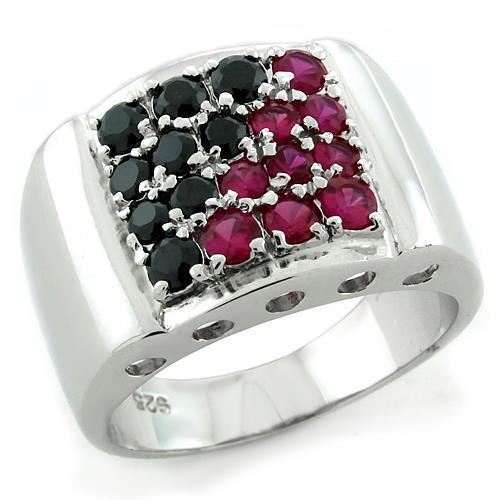JCEAS1103 Rhodium 925 Sterling Silver Ring with AAA Grade CZ  in Multi Color