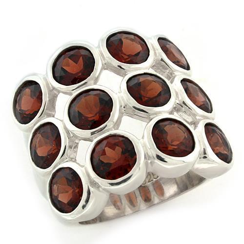 JCEAS1120 High-Polished 925 Sterling Silver Ring with Semi-Precious Spinel in Garnet