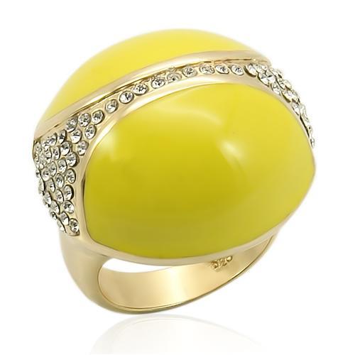 JCES184 Gold 925 Sterling Silver Ring with Top Grade Crystal  in Clear
