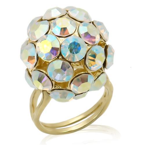 JCES189 Gold 925 Sterling Silver Ring with Top Grade Crystal  in White