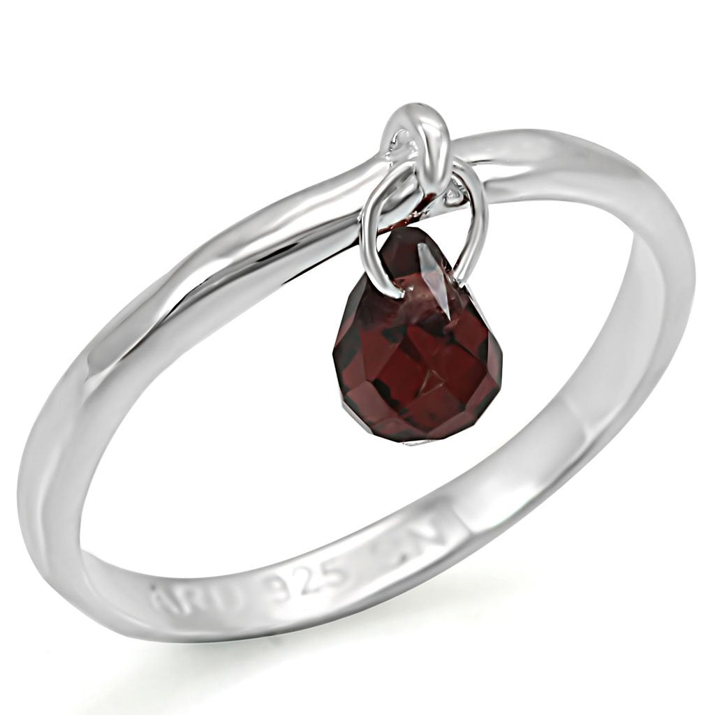 JCES320 Silver 925 Sterling Silver Ring with Genuine Stone  in Garnet