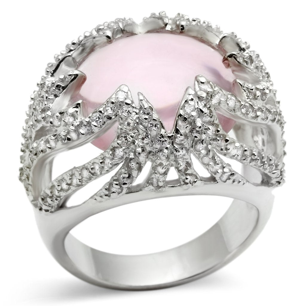 JCES536 Silver 925 Sterling Silver Ring with Synthetic Synthetic Glass in Light Rose