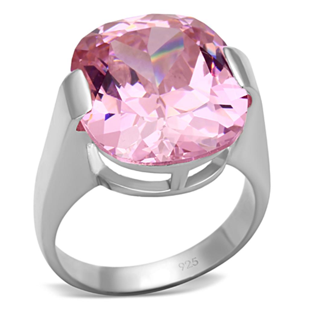 JCES686 Silver 925 Sterling Silver Ring with AAA Grade CZ  in Rose