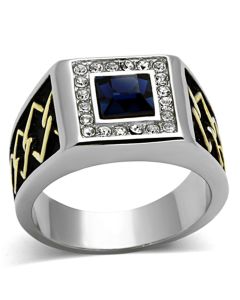 JCE1180 Two-Tone IP Gold (Ion Plating) Stainless Steel Ring with Top Grade Crystal  in Montana