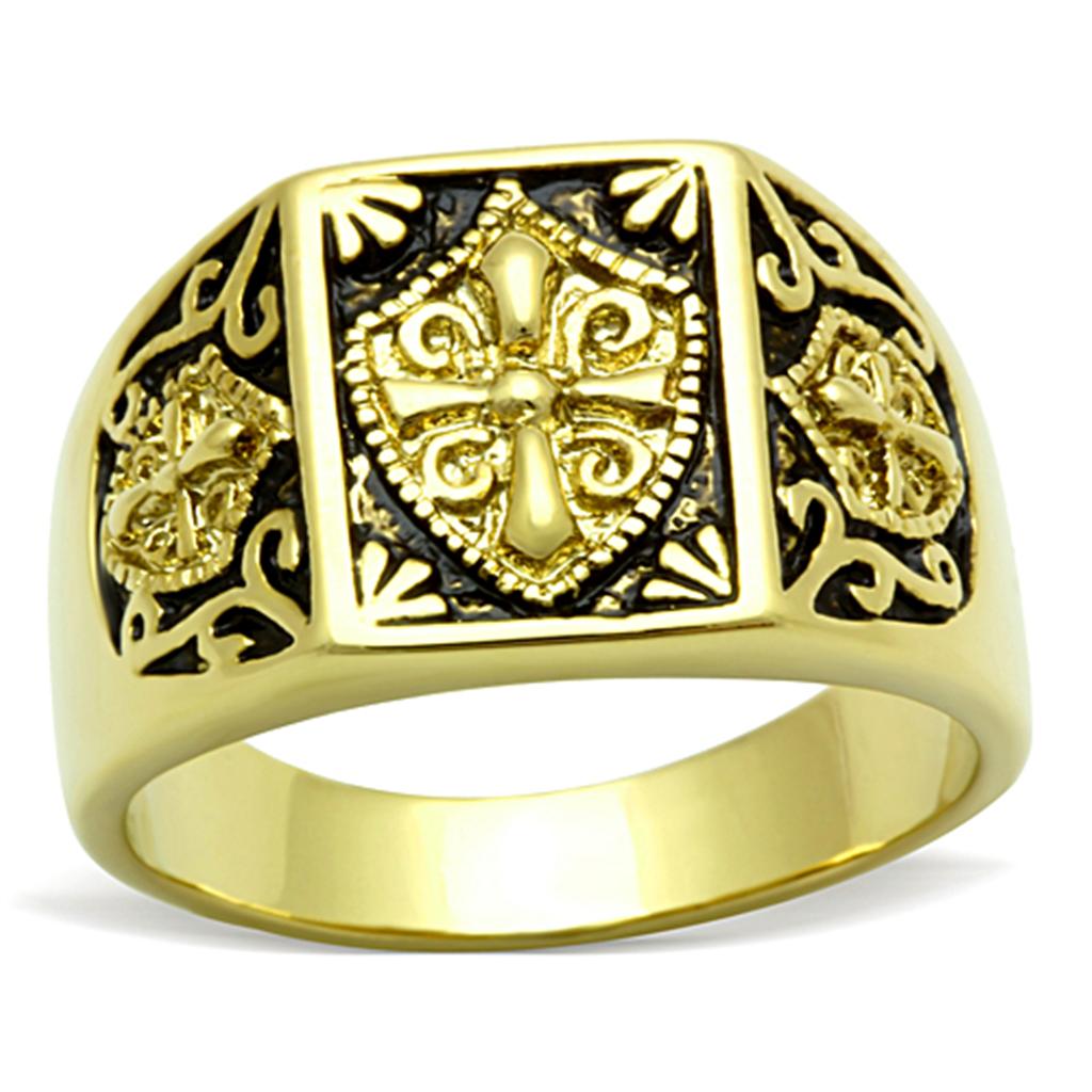 JCE127G IP Gold(Ion Plating) Stainless Steel Ring with Epoxy  in Jet