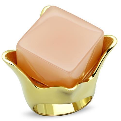 JCE1730 IP Gold(Ion Plating) Stainless Steel Ring with Synthetic Synthetic Stone in Light Rose