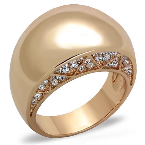 JCE1798 IP Rose Gold(Ion Plating) Stainless Steel Ring with Top Grade Crystal  in Clear