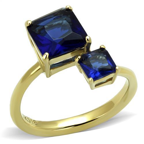 JCE3110 IP Gold(Ion Plating) Stainless Steel Ring with Synthetic Synthetic Glass in Montana