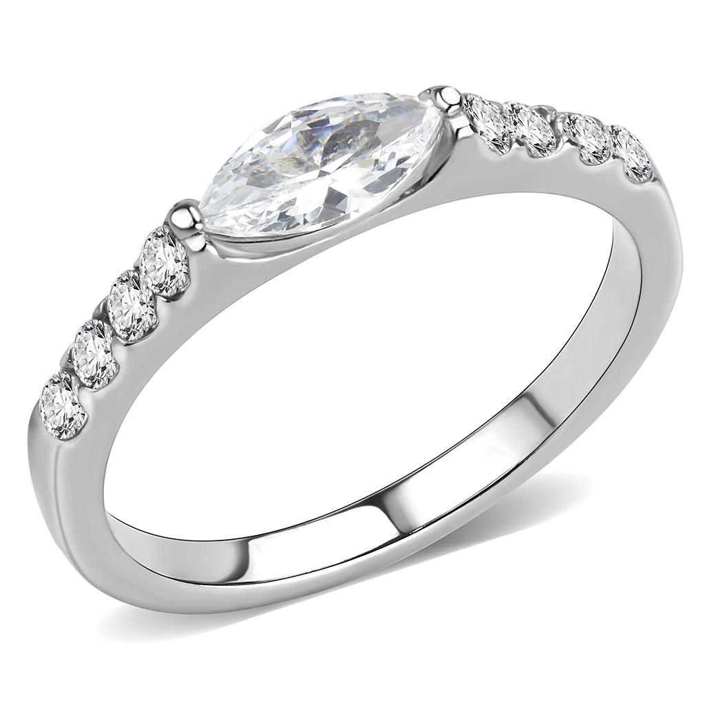 JCE3607 No Plating Stainless Steel Ring with AAA Grade CZ  in Clear