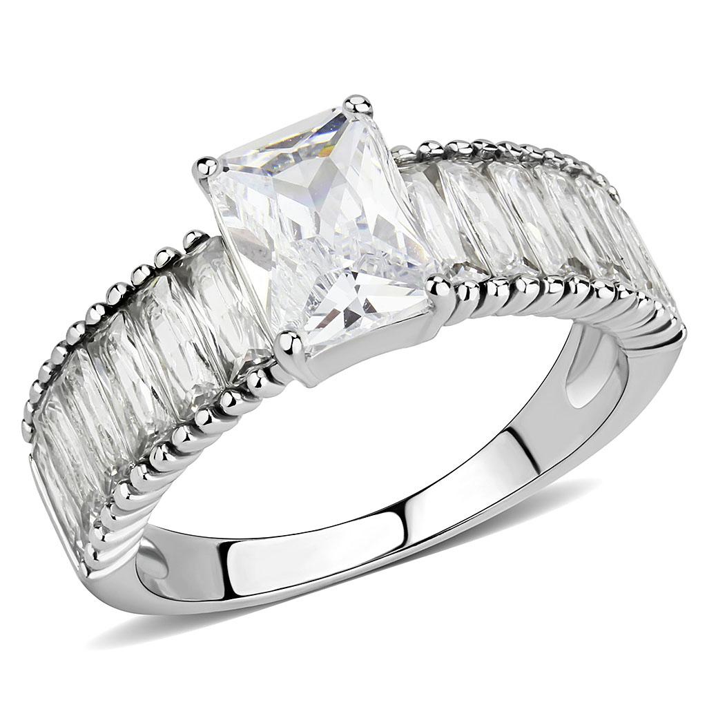 JCE3608 No Plating Stainless Steel Ring with AAA Grade CZ  in Clear