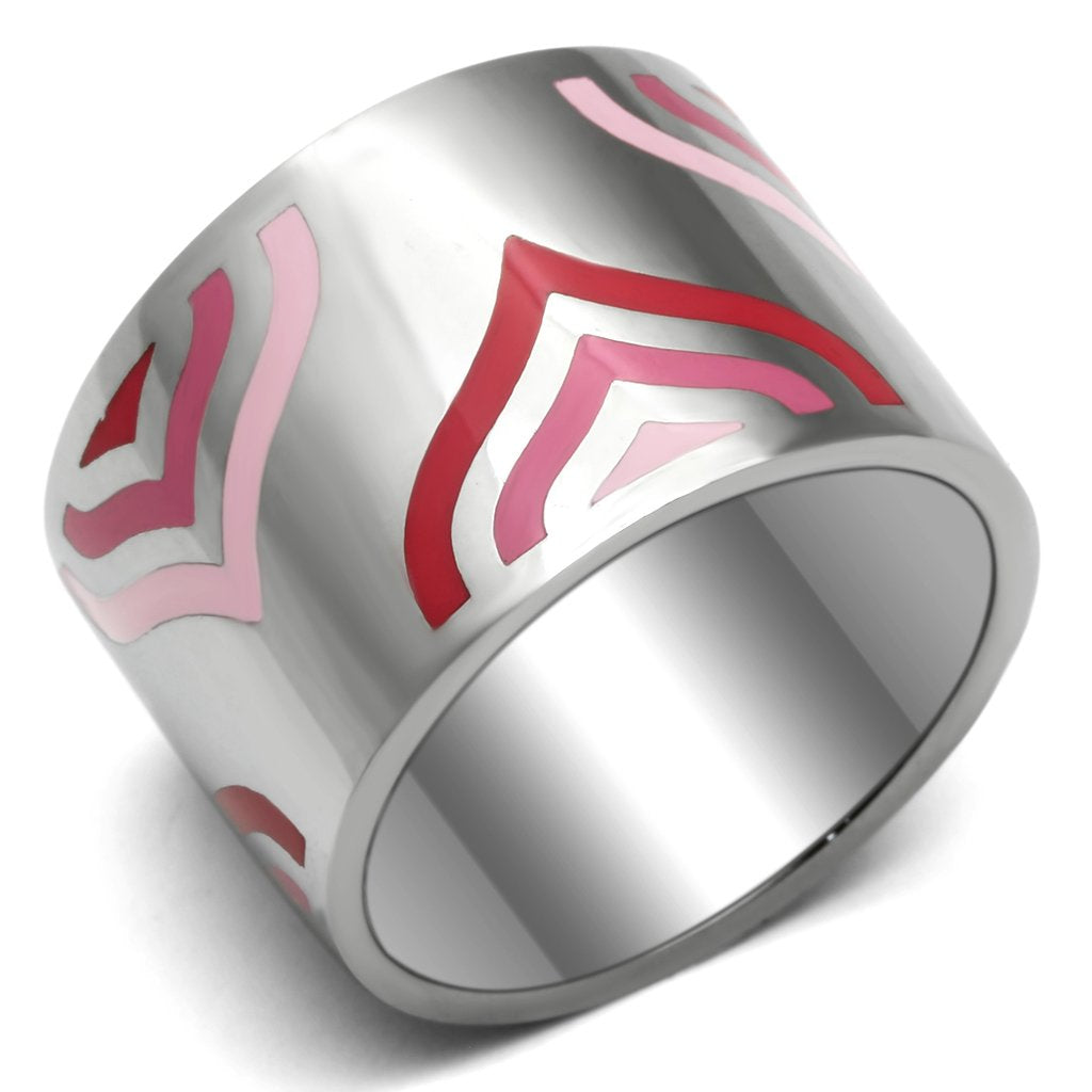 JCE678 High polished (no plating) Stainless Steel Ring with Epoxy  in Multi Color