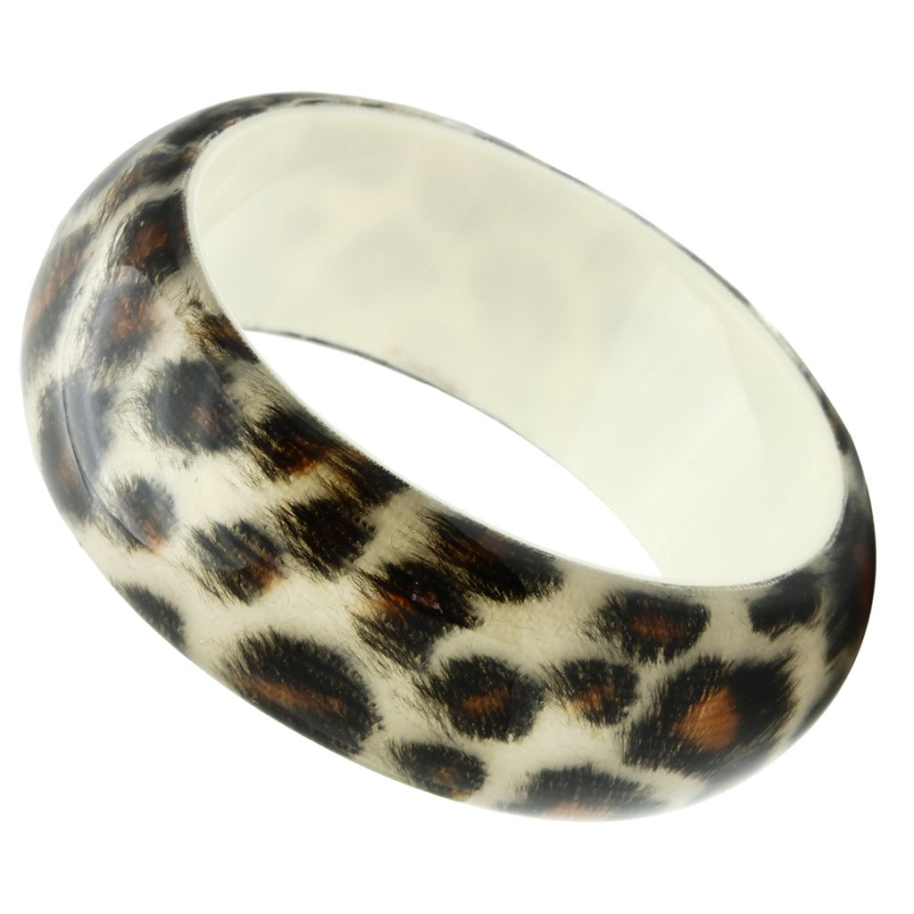 JCE033 Resin Bangle with Synthetic Synthetic Stone in Animal pattern